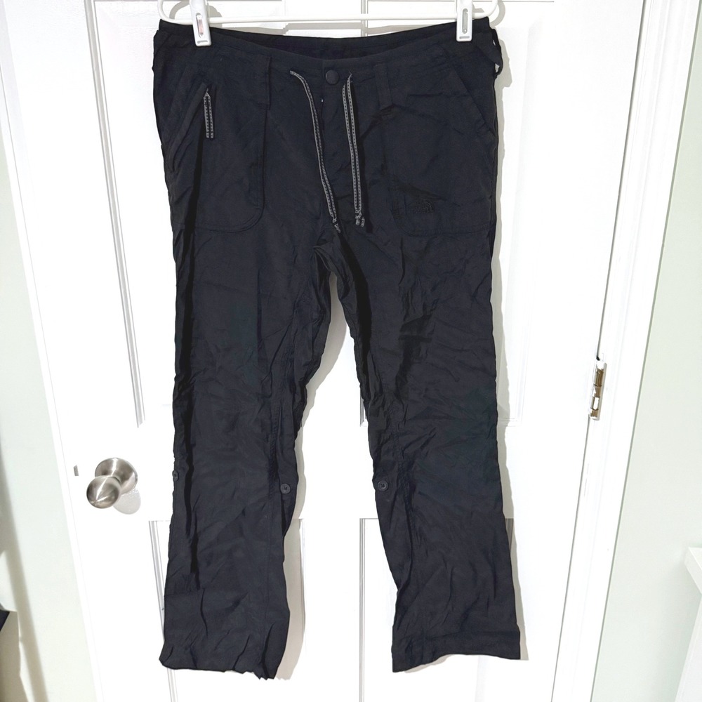 The North Face Womens Roll Up Hiking Pants Black Straight Leg Utility Size Large